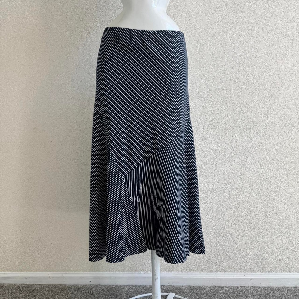 Chaps navy & white striped midi skirt size L